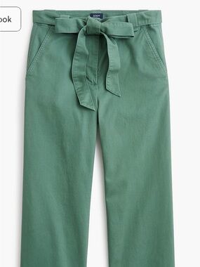 JCrew NWT High-Rise Tie-Waist Wide Leg Pants - Green